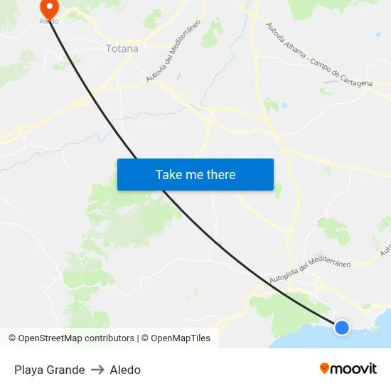 Playa Grande to Aledo map