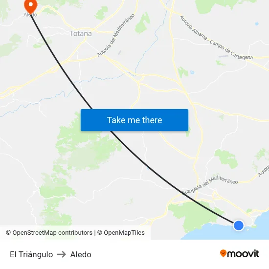 El Triángulo to Aledo map