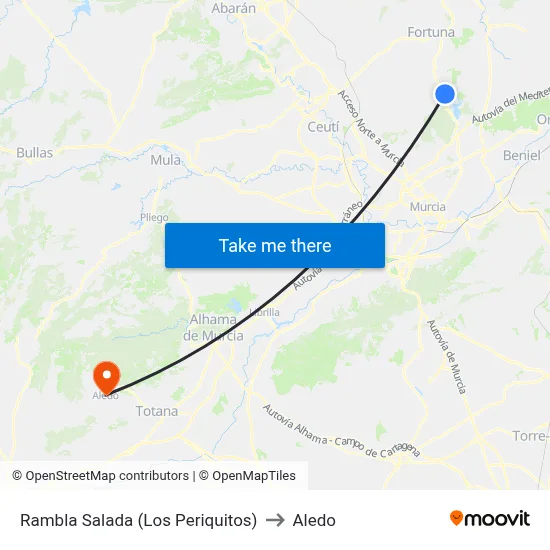 Rambla Salada (Los Periquitos) to Aledo map