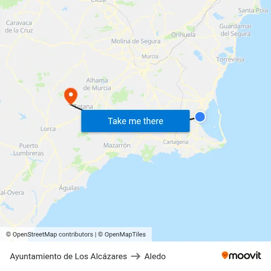 Ayuntamiento de Los Alcázares to Aledo map