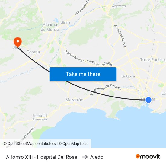 Alfonso XIII - Hospital Del Rosell to Aledo map