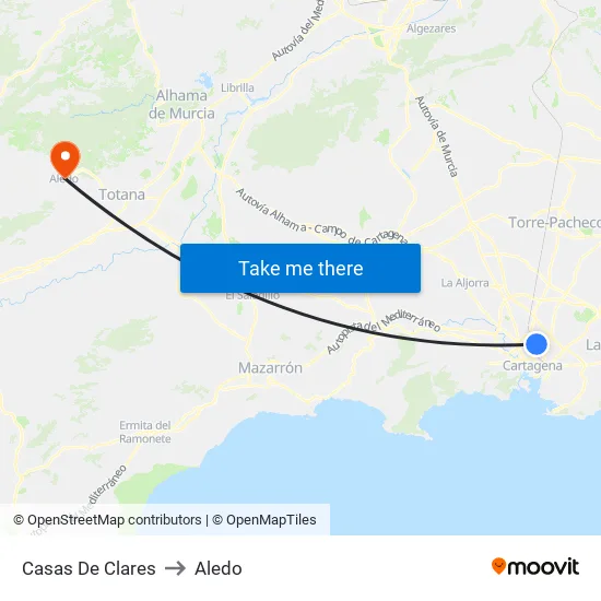 Casas De Clares to Aledo map