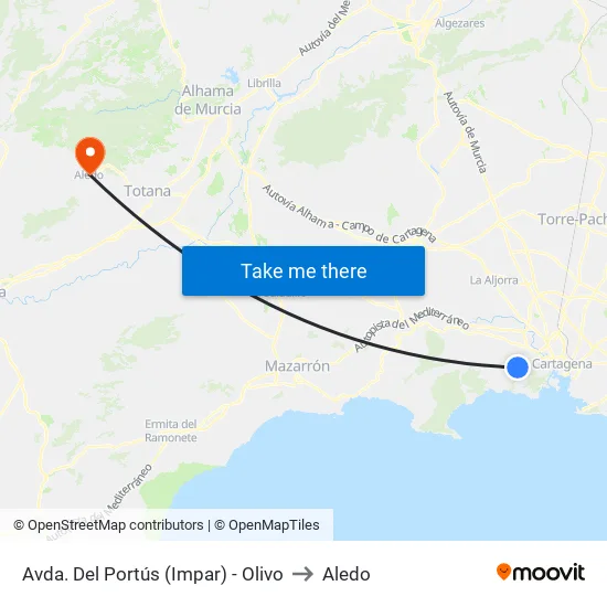 Avda. Del Portús (Impar) - Olivo to Aledo map