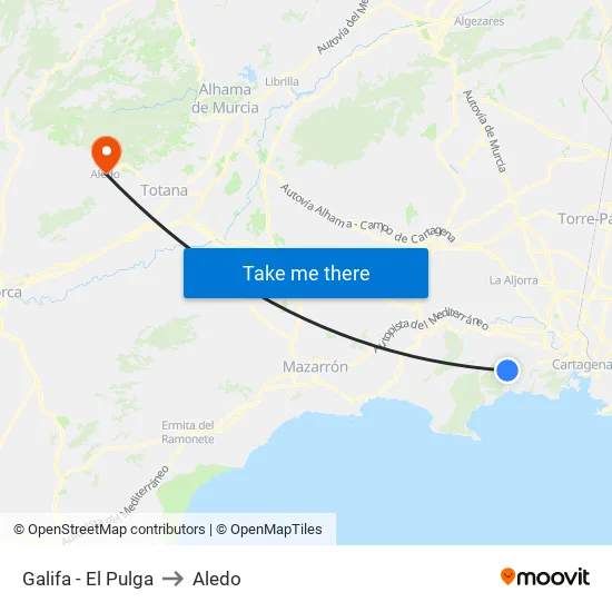 Galifa - El Pulga to Aledo map