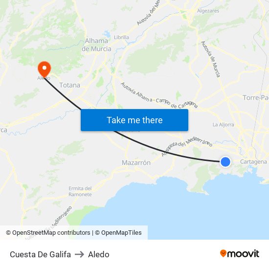 Cuesta De Galifa to Aledo map