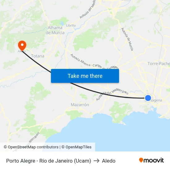 Porto Alegre - Río de Janeiro (Ucam) to Aledo map