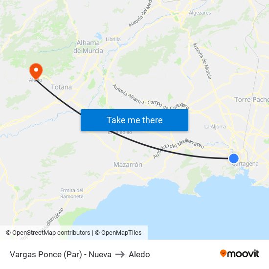 Vargas Ponce (Par) - Nueva to Aledo map