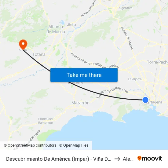 Descubrimiento De América (Impar) - Viña Del Mar to Aledo map