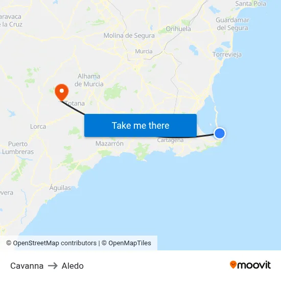 Cavanna to Aledo map