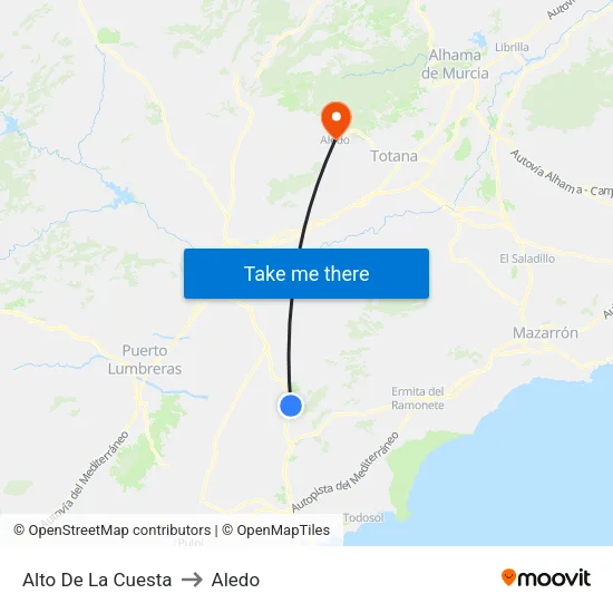 Alto De La Cuesta to Aledo map