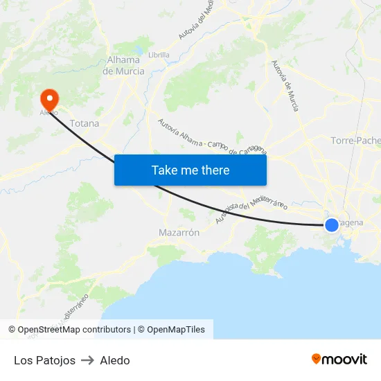 Los Patojos to Aledo map