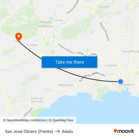 San José Obrero (Frente) to Aledo map