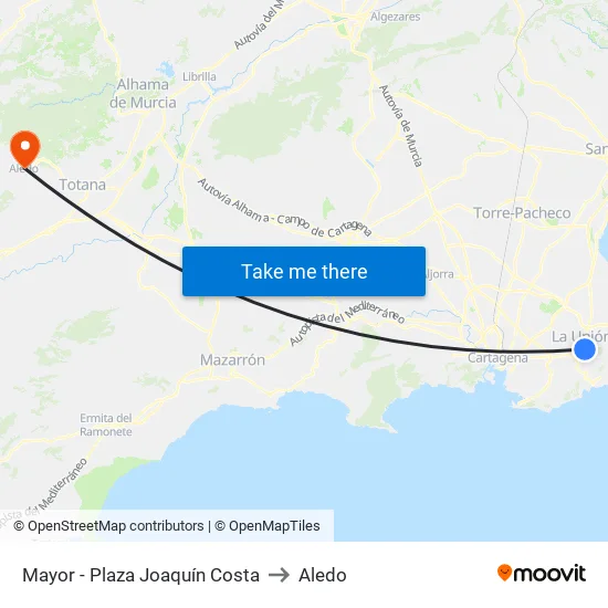 Mayor - Plaza Joaquín Costa to Aledo map