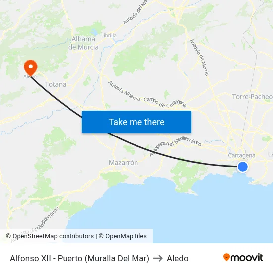 Alfonso XII - Puerto (Muralla Del Mar) to Aledo map