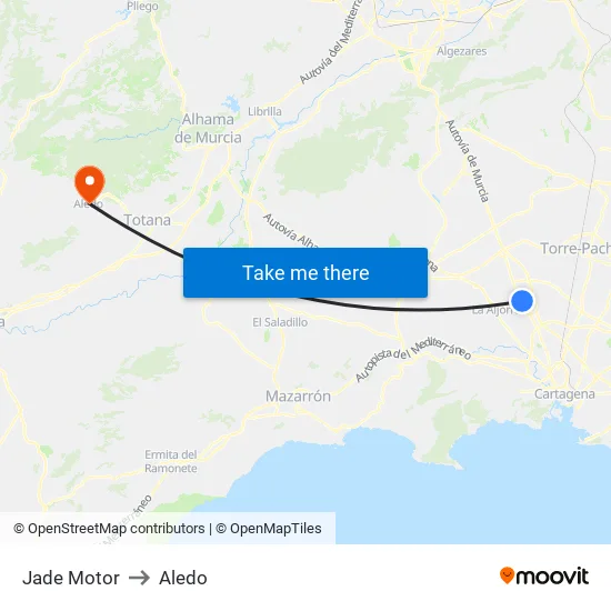 Jade Motor to Aledo map