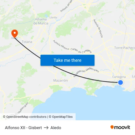 Alfonso XII - Gisbert to Aledo map