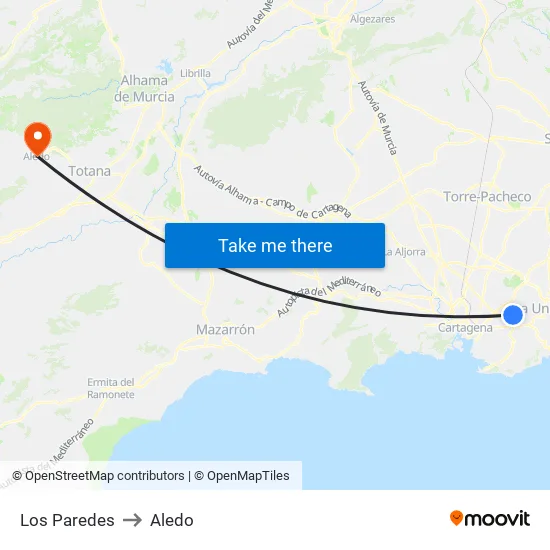 Los Paredes to Aledo map