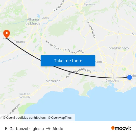 El Garbanzal - Iglesia to Aledo map
