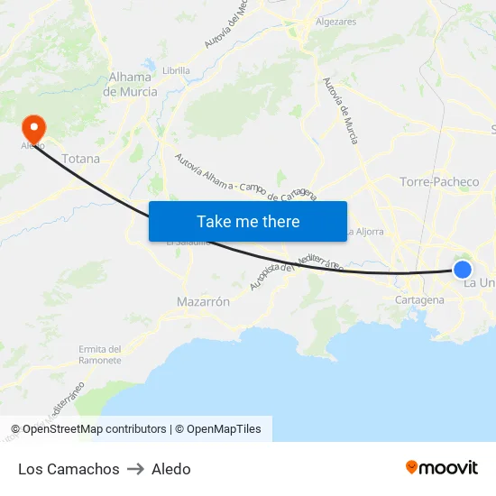 Los Camachos to Aledo map