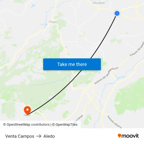 Venta Campos to Aledo map