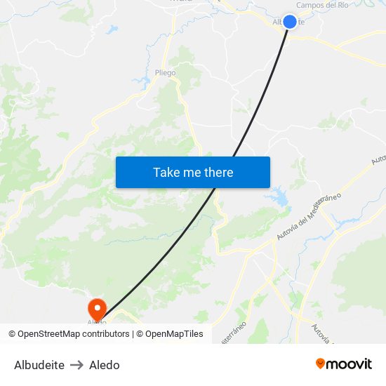 Albudeite to Aledo map