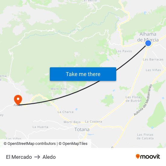 El Mercado to Aledo map