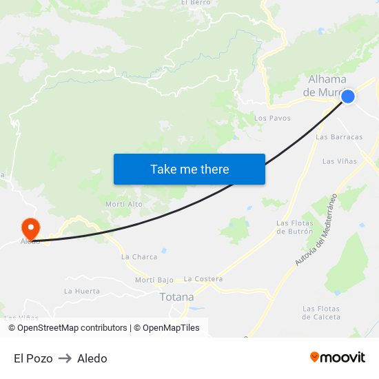 El Pozo to Aledo map