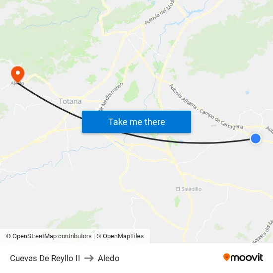 Cuevas de Reyllo II to Aledo map