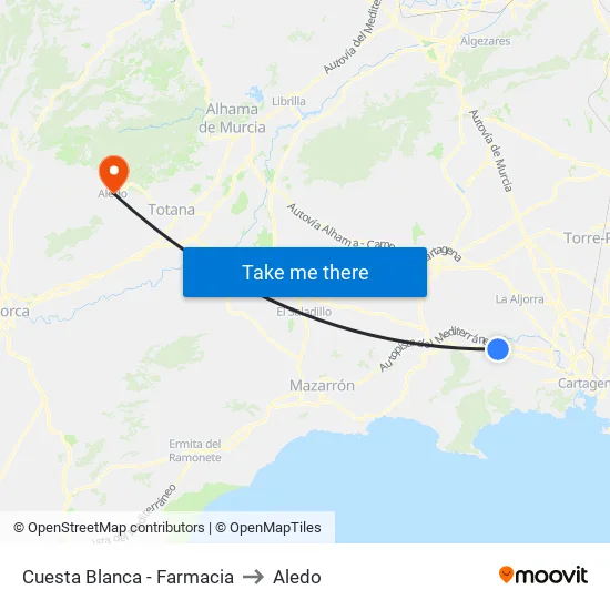 Cuesta Blanca - Farmacia to Aledo map
