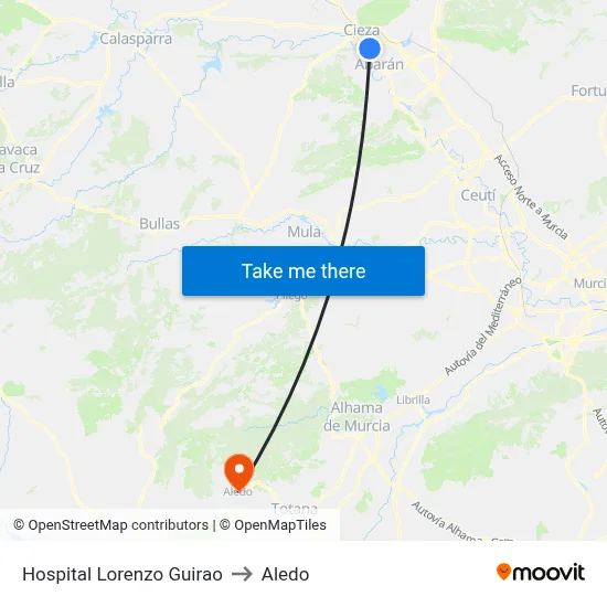Hospital Lorenzo Guirao to Aledo map