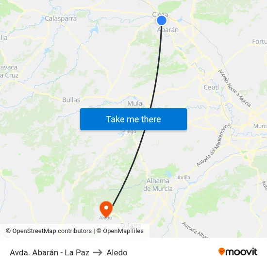 Avda. Abarán - La Paz to Aledo map