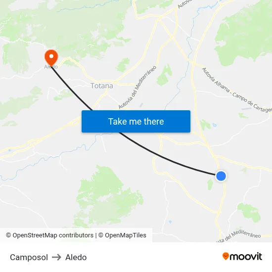 Camposol to Aledo map