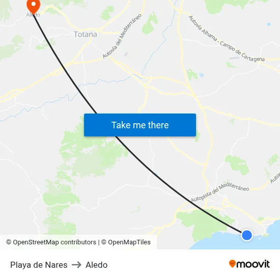 Playa de Nares to Aledo map