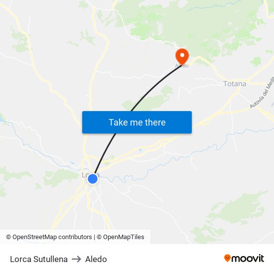 Lorca Sutullena to Aledo map