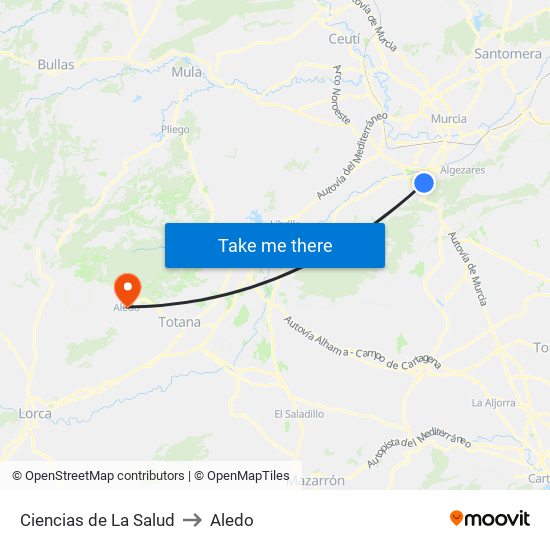 Ciencias de La Salud to Aledo map