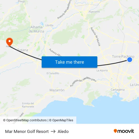 Mar Menor Golf Resort to Aledo map