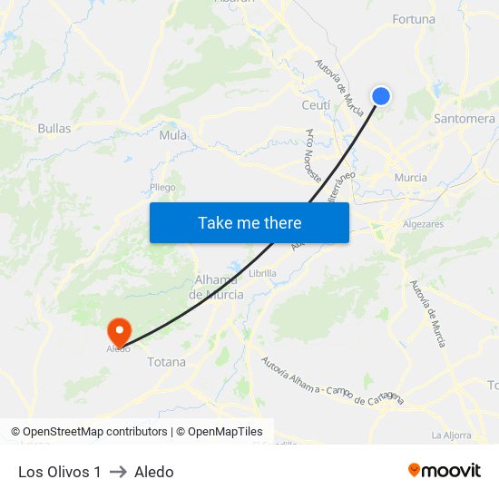 Los Olivos 1 to Aledo map