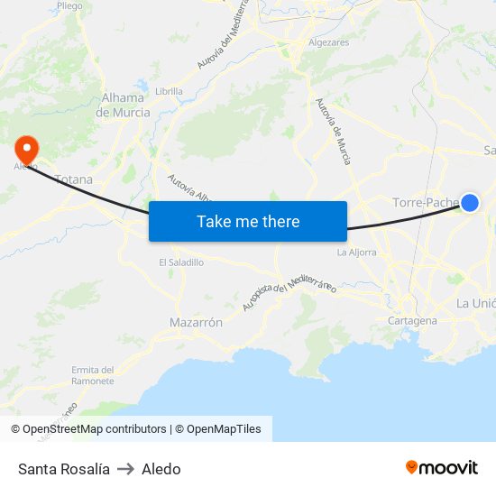 Santa Rosalía to Aledo map