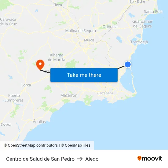 Centro de Salud de San Pedro to Aledo map