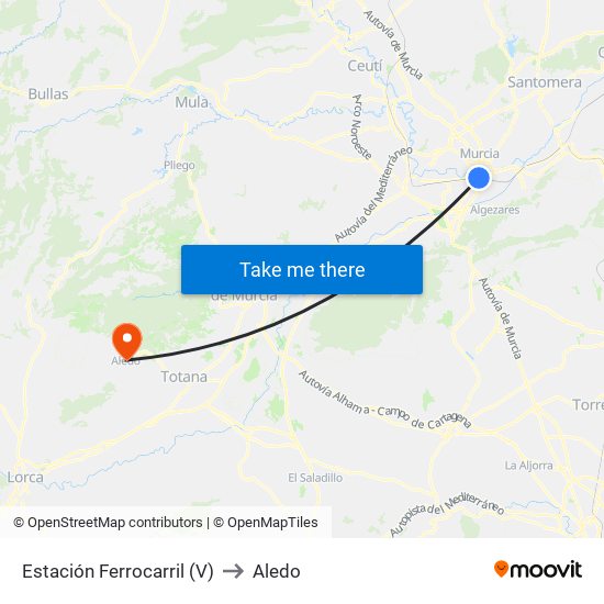 Estación Ferrocarril (V) to Aledo map