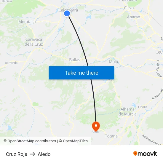 Cruz Roja to Aledo map