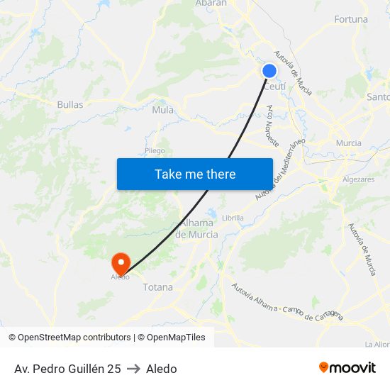 Av. Pedro Guillén 25 to Aledo map