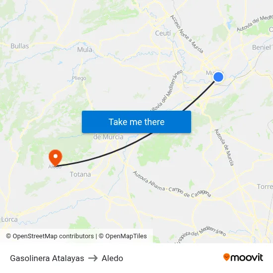 Gasolinera Atalayas to Aledo map