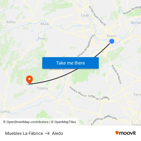 Muebles La Fábrica to Aledo map