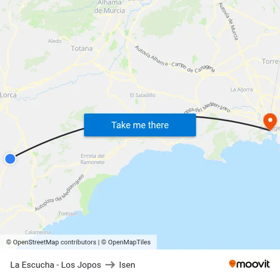 La Escucha - Los Jopos to Isen map