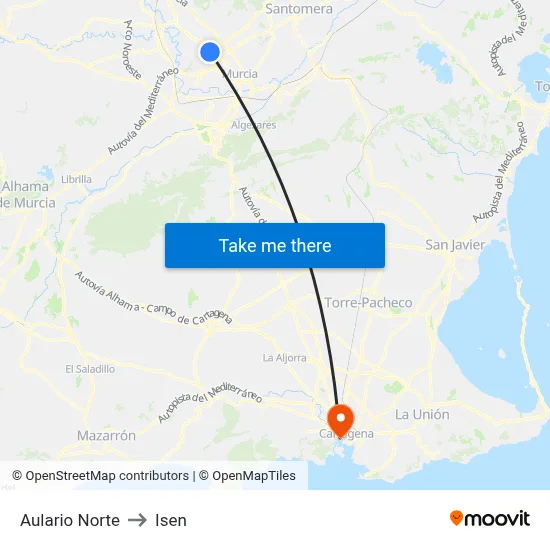 Aulario Norte to Isen map