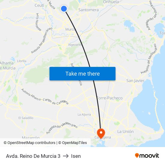Avda. Reino De Murcia 3 to Isen map
