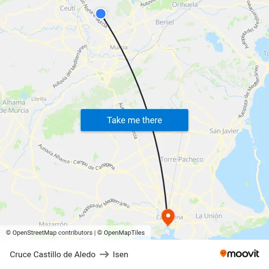 Cruce Castillo de Aledo to Isen map