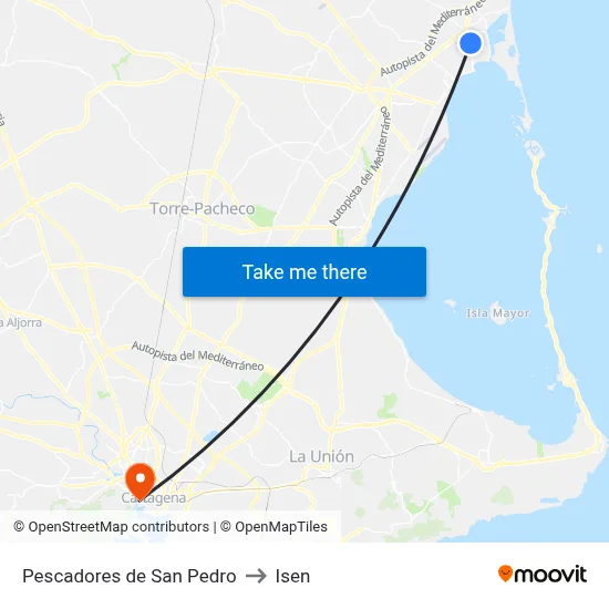 Pescadores de San Pedro to Isen map