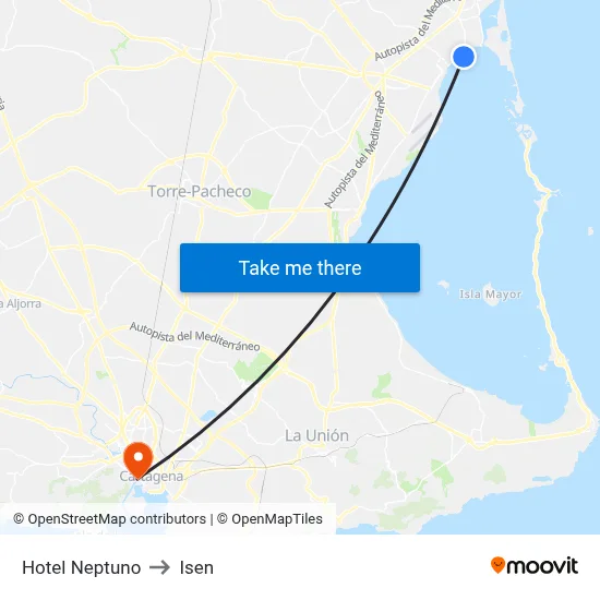 Hotel Neptuno to Isen map